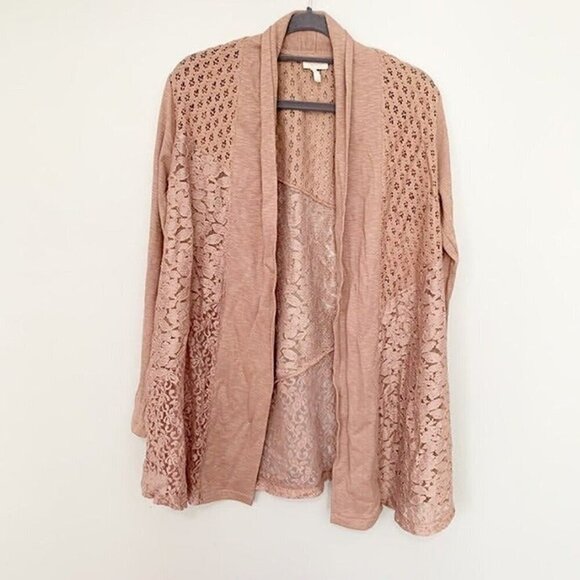 5/$25 LOGO Lori Goldstein lace open front cardigan sweater -small - Picture 1 of 7